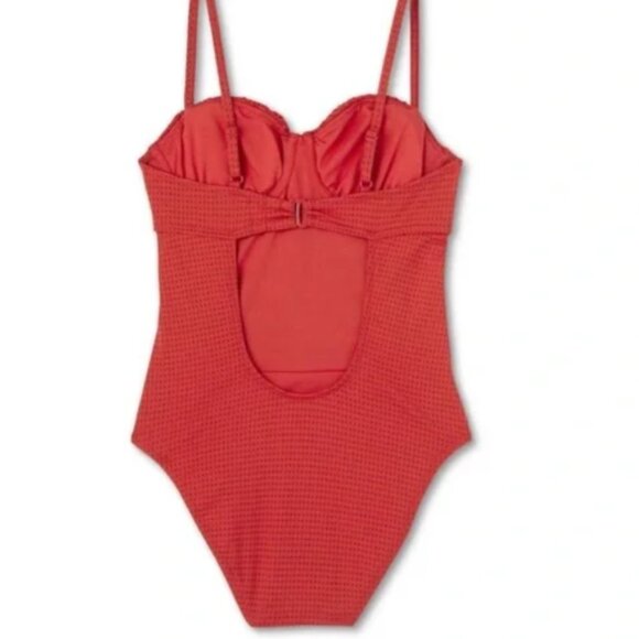 RHODE x Target Embossed Dot Ruffle One-Piece Swimsuit Size 2X | Medium Coverage - Picture 4 of 6